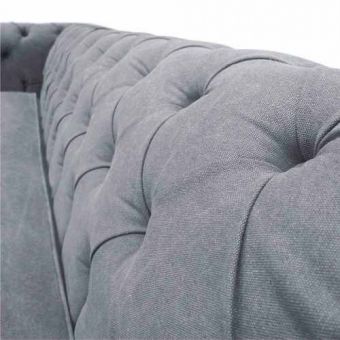 Sofá Chesterfield Cinza Em lona