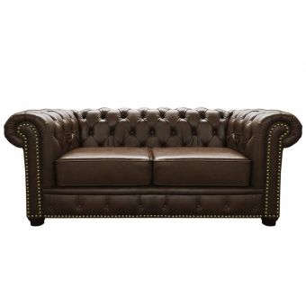 Sofá Chesterfield Couro Decoração Sala Marrom Escuro