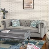 Sofá Chesterfield cinzar 210 cm