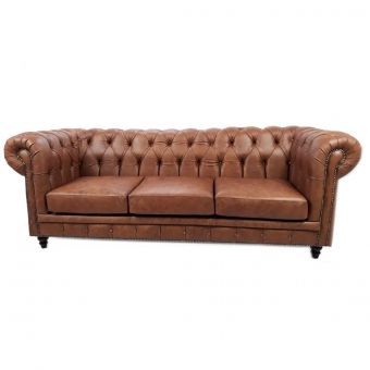 Sofá Chesterfield Couro Natural legitimo 3 Lugares