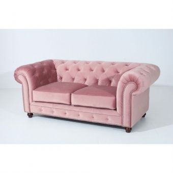 KIT 02 Sofá Chesterfield Rosa 180cm 02 poltrona 110 cm