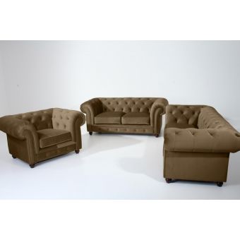 Sofá Chesterfield 03 e 2 Lugares marrom  + Poltrona