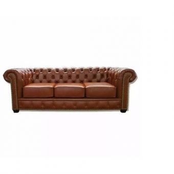 Sofá Chesterfield Decoração Couro Natural Legitimo 210 cm