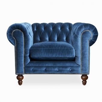 Poltrona Chesterfield 120cm Sala Quarto Decoração azul