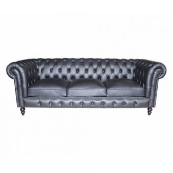 Sofá Chesterfield Preto 220 CM