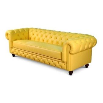 Sofá Chesterfield Amarelo 4 Lugares 2,5 CM