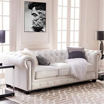 Sofá Chesterfield Branco 240cm Sala Decorações