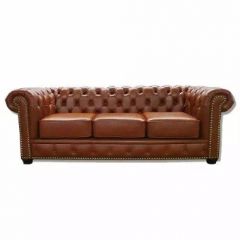 Sofá Chesterfield Decoração Couro Natural Legitimo 2,5 cm