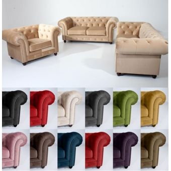 Sofá Chesterfield 03 e 2 Lugares rosa  + Poltrona