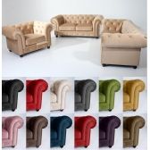 Sofá Chesterfield 03 e 2 Lugares rosa  + Poltrona
