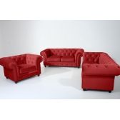 Sofá Chesterfield 03 e 2 Lugares vermelho  + Poltrona