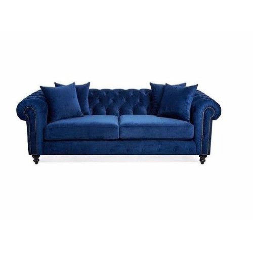Sofá Chesterfield Azul Sala Decoração 200cm