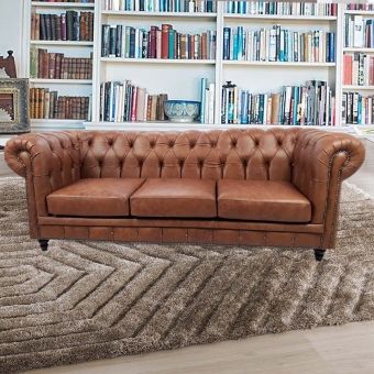 Sofá Chesterfield Couro Natural legitimo 3 Lugares
