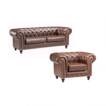 Sofá Chesterfield 2 Lugares +1 Poltrona Couro