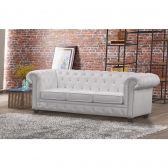 Sofá Chesterfield Branco Sala Decoração De Couro 2,10 cm