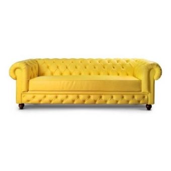 Sofá Chesterfield Amarelo 4 Lugares 2,5 CM