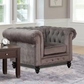 Poltrona Chesterfield 120cm Sala Quarto Decoração Cinza